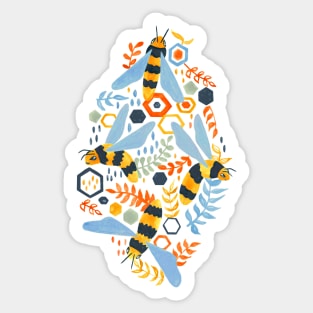 Friendly Gouache Bees Sticker